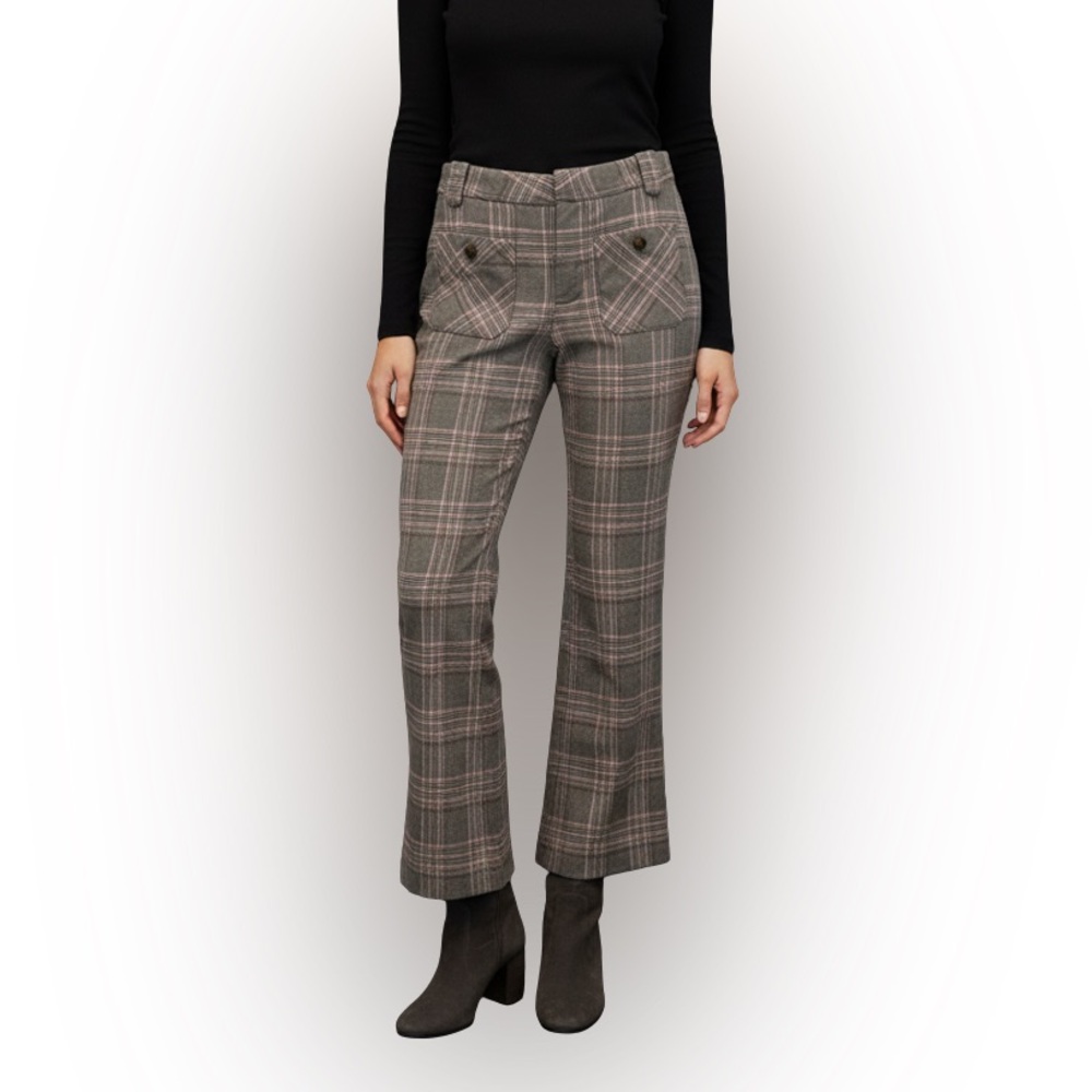 Free People Plaid Flare Pants